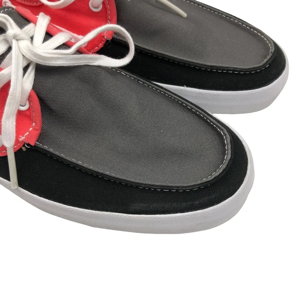 NWOB VANS Chauffeur Men’s Lace Up Canvas Black/Grey/Red Boat Shoes 7.5